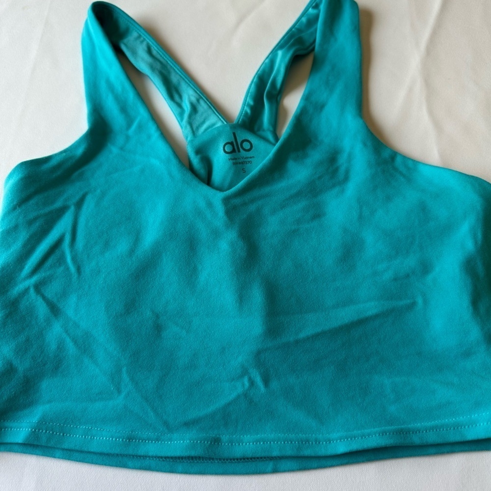 ALO Yoga Blue Racerback Sports Bra (has a hole you can see in the pictures)